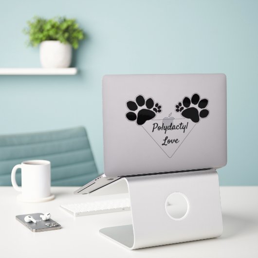 Sticker en vinyle - Polydactyl Love (Ordinateur portable sur le bureau)