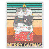 Sticker en vinyle pour chat de Noël Retro Merry (Devant)