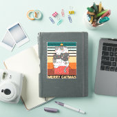 Sticker en vinyle pour chat de Noël Retro Merry (Couverture iPad)