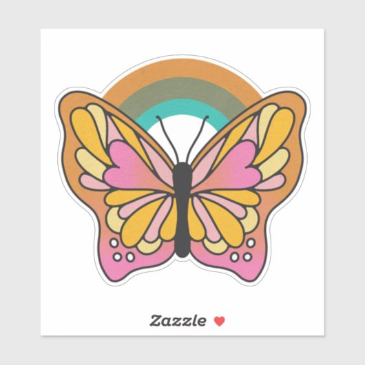 Sticker en vinyle pour papillon arc-en-ciel rétro (Feuille)