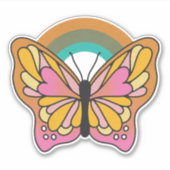Sticker en vinyle pour papillon arc-en-ciel rétro (Devant)