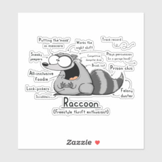 Sticker en vinyle raccoon Wordy