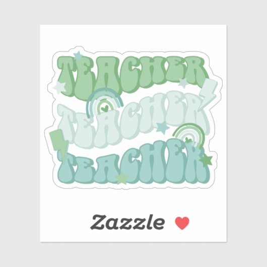 Sticker en vinyle rétro enseignant enseignant (Feuille)