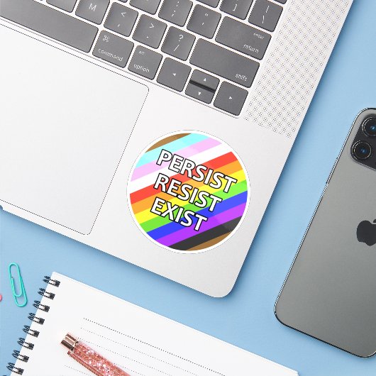 Sticker en vinyle rond persistant/résistant/exista (Ordinateur portable avec iPhone)