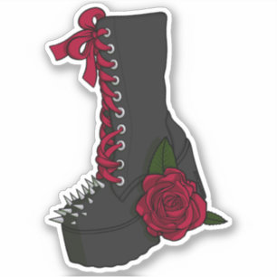 Sticker en vinyle Rose de Boot Carton Rouge Noir P