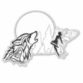 Sticker en vinyle sur mesure pour loup et fée (Devant)