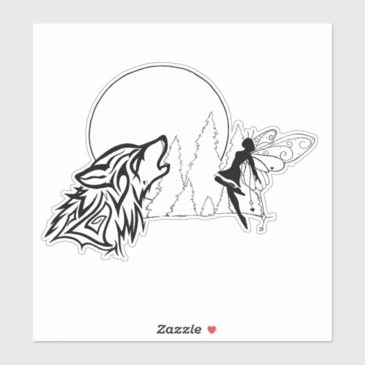 Sticker en vinyle sur mesure pour loup et fée (Feuille)