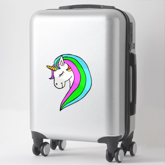 Sticker en vinyle sur mesure Rainbow Unicorn (Sur valise)