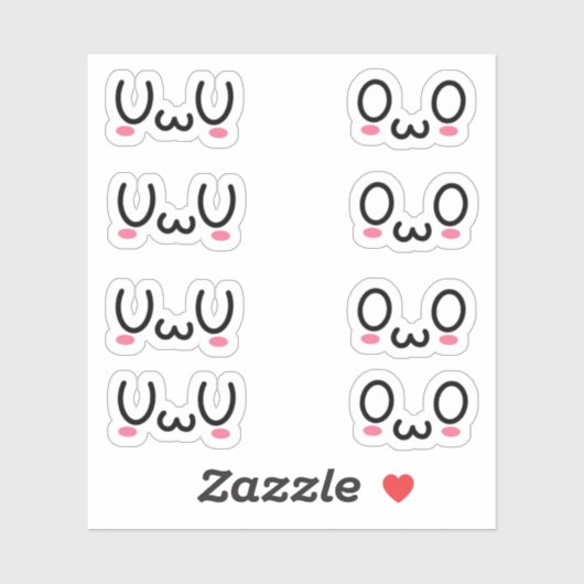 Sticker en vinyle sur mesure Uwu et Owo (Feuille)