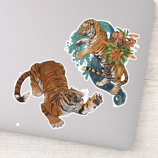 Sticker en vinyle taillé sur mesure dans les tigre (Détail)