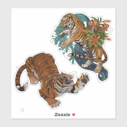 Sticker en vinyle taillé sur mesure dans les tigre (Feuille)