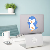 Sticker en vinyle taillé sur mesure pour pingouin (Ordinateur portable sur le bureau)