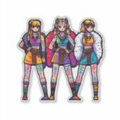 Sticker en vinyle taillé sur mesure : trois femmes (Devant)