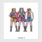 Sticker en vinyle taillé sur mesure : trois femmes (Feuille)