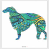 Sticker en vinyle turquoise peint Borzoi Die (Feuille)
