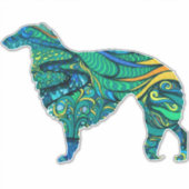 Sticker en vinyle turquoise peint Borzoi Die (Devant)