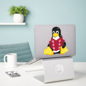 Sticker en vinyle Tux décontracté (Ordinateur portable sur le bureau)