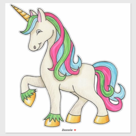 Sticker en vinyle Unicorne Magique Rainbow Mane (Feuille)