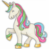 Sticker en vinyle Unicorne Magique Rainbow Mane (Devant)