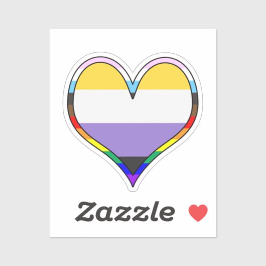 Sticker Enby Pride Heart (Feuille)