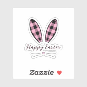 Sticker Enceintes de lapin plaid personnalisées Pâques