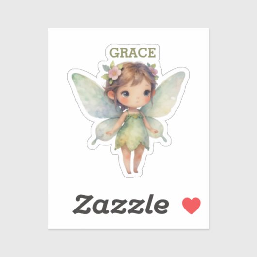 Sticker Enchanted Woodland Fairy: pastel green Sprite (Feuille)
