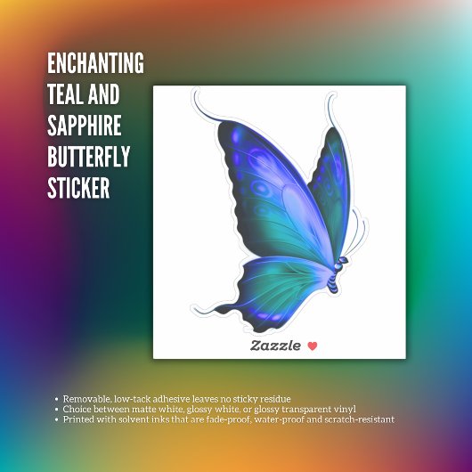 Sticker Enchanter le papillon Turquoise et saphir