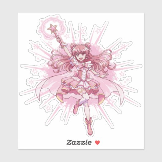Sticker Enchanting Magical Girl Anime Transformation  (Feuille)