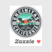 Sticker Encinitas California Retro Sunset Souvenirs 80s (Feuille)