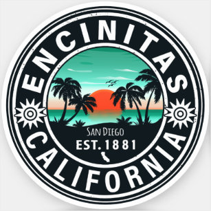 Sticker Encinitas California Retro Sunset Souvenirs 80s