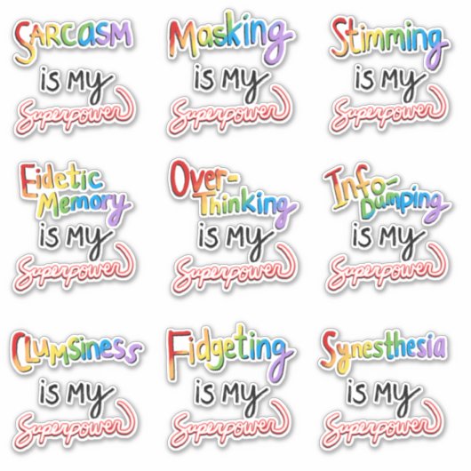 Sticker Encore plus de superpuissances neurodivergeantes (Devant)