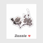 Sticker Encre sumie de fleur de prune (Feuille)