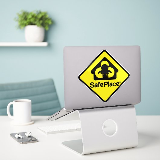 Sticker Endroit sûr (Ordinateur portable sur le bureau)