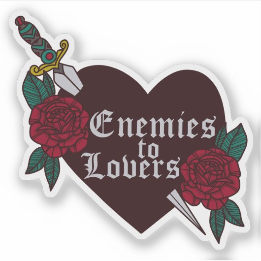 Sticker Enemies to Lovers heart and dagger (Devant)