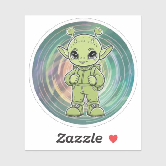 Sticker Enfant Alien Vert (Feuille)