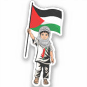 Sticker Enfant avec le drapeau de Keffiyeh Palestine (Recto)