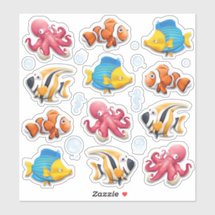Sticker Enfant Poisson Tropical Coloré