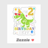 Sticker Enfants 2 Ans 2E Anniversaire Garçon T Rex Dinosau (Feuille)