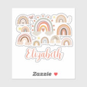 Sticker Enfants arc-en-ciel Boho personnalisés (Feuille)