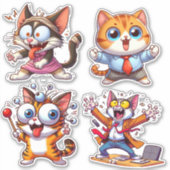 Sticker Enfants Chats au travail (Devant)