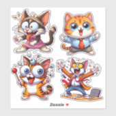 Sticker Enfants Chats au travail (Feuille)