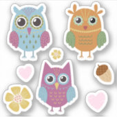 Sticker Enfants Chouettes jolies colorées #1 (Devant)