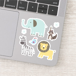 Sticker Enfants Cute Zoo Animaux Eléphant Lion Zebra