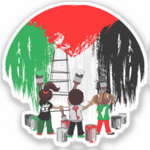 Sticker Enfants de Gaza peignant le drapeau de la Palestin