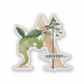 Sticker Enfants Dragon Nom Personnalisé Monogramme A Vinyl (Devant)