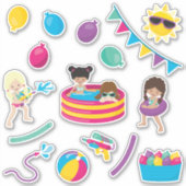 Sticker Enfants Eau Jouer avec les filles (Devant)
