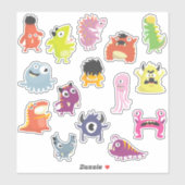 Sticker Enfants Effrayant pas effrayant Monstres de toitur (Feuille)
