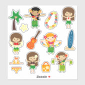 Sticker Enfants filles Hula (Feuille)