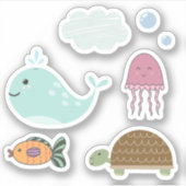 Sticker Enfants mange sous la tortue de mer (Devant)