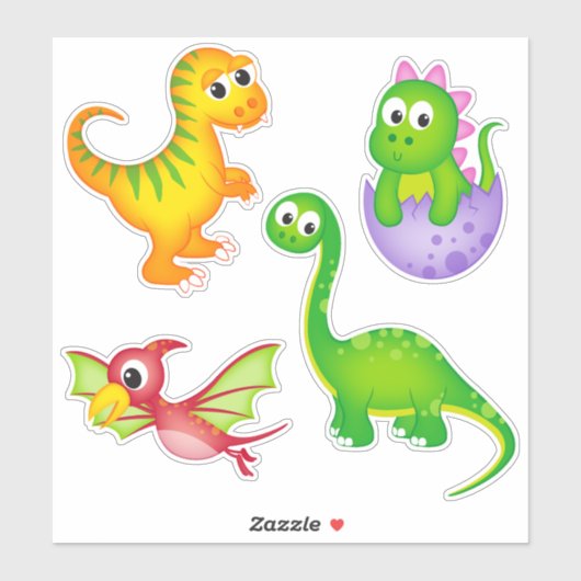 Sticker Enfants mignons dinosaure (Feuille)